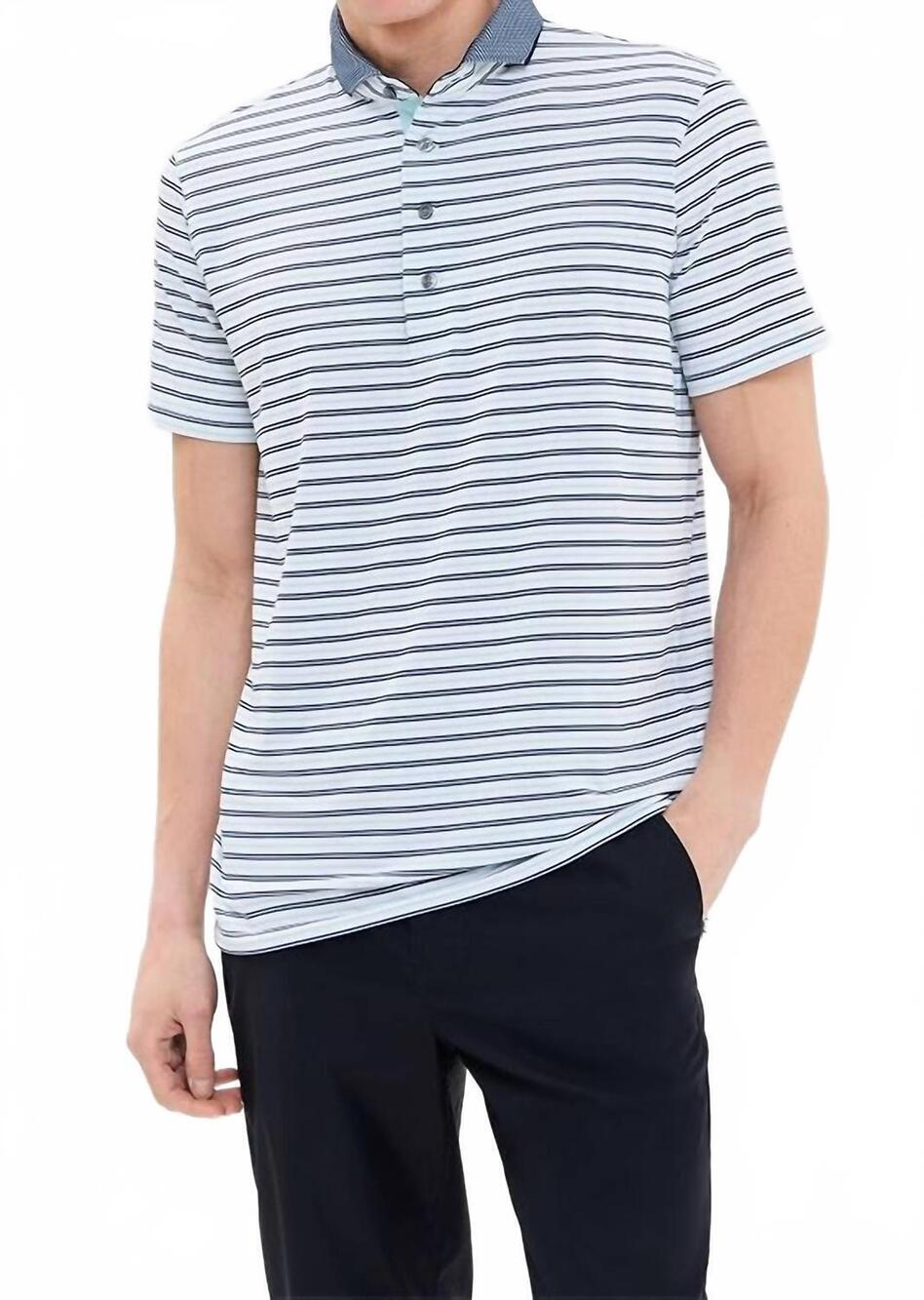 NEW GREYSON CLOTHIERS men's moab polo in arctic/ maltese blue